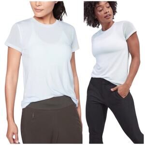 Athleta Cloudlight Hybrid Tee Mesh Ethereal Blue Size S Lighweight Tencel Modal